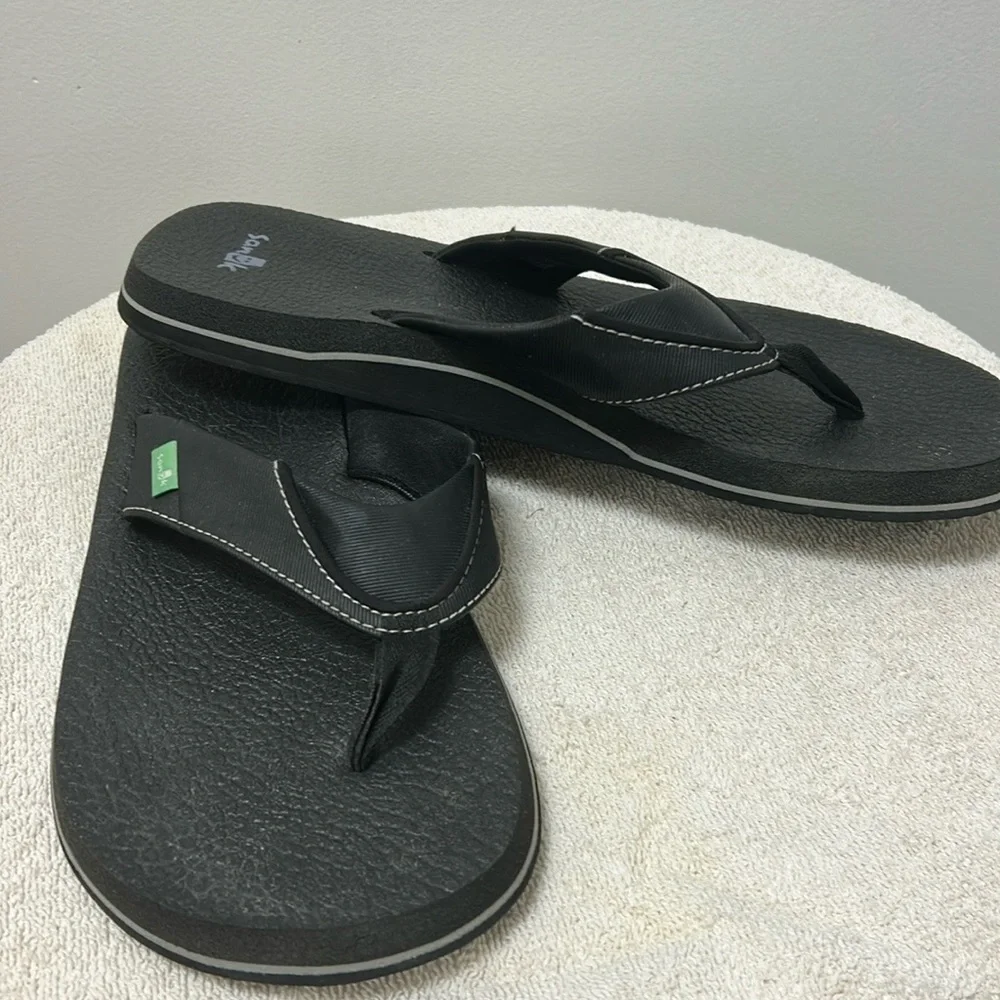 Sanuk Beer Cozy Flip Flop thong sandals coastal beach cruise men’s size 11 black
